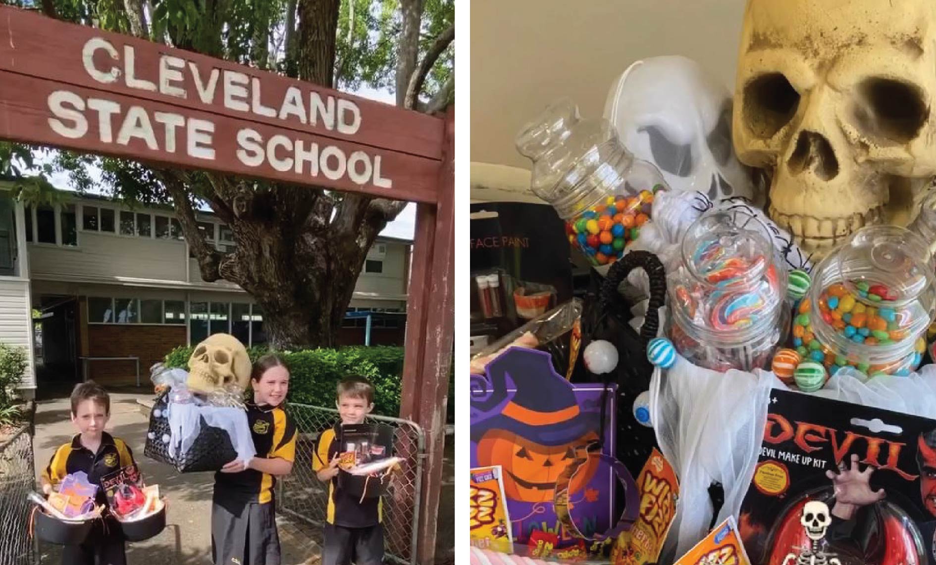 Cleveland State School Haunted House Drawing Contest Halloween Decoration Sign Kids Candy Lollies